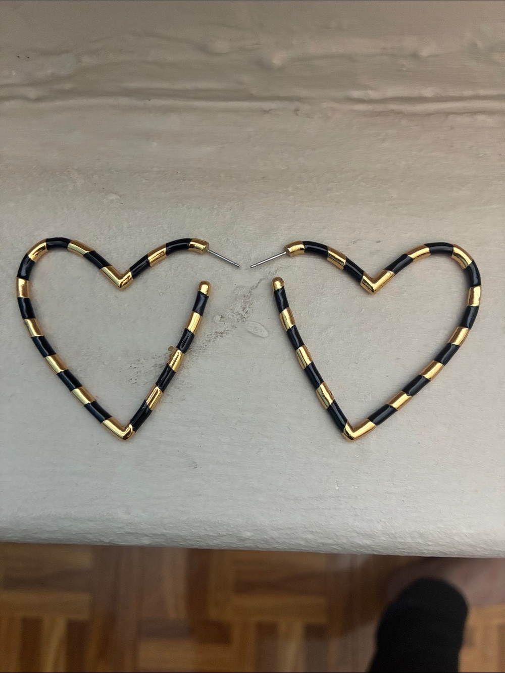 Heart Shaped Hoop Earrings - Black and Gold from Baublebar